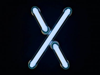 Siyah arka plan üzerine Neon tüp mektup. 3D render