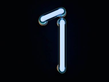 Neon tüp numarası koyu arka plan üzerinde. 3D render