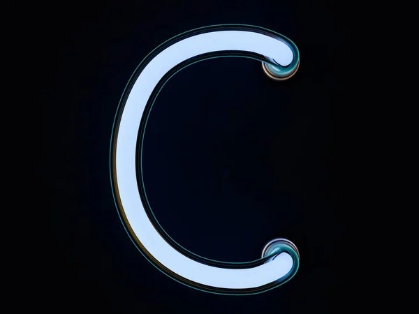 Carta de tubo de néon sobre fundo preto. Renderização 3D — Fotografia de Stock