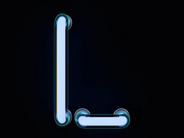 Neon tube letter on black background. 3D rendering — Stock Photo, Image
