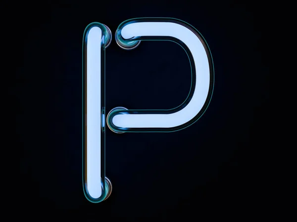 Neon tube letter on black background. 3D rendering — Stock Photo, Image