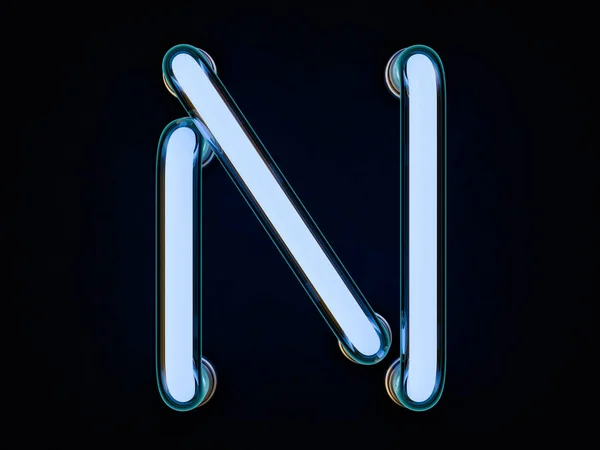 Neon tube brev på svart bakgrund. 3D-rendering — Stockfoto
