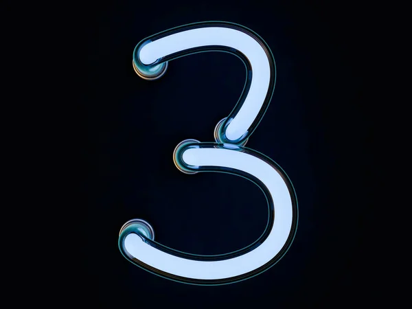 Neon tube number on dark background. 3D rendering — Stock Photo, Image