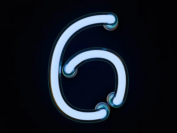 Numero del tubo al neon su sfondo scuro. Rendering 3D — Foto Stock