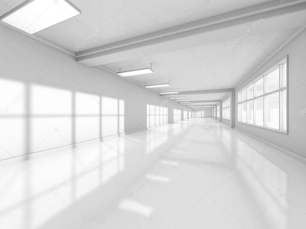 Abstract modern architecture background, empty white open space 