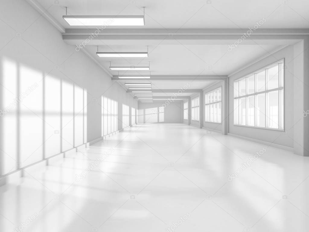 Abstract modern architecture background, empty white open space 