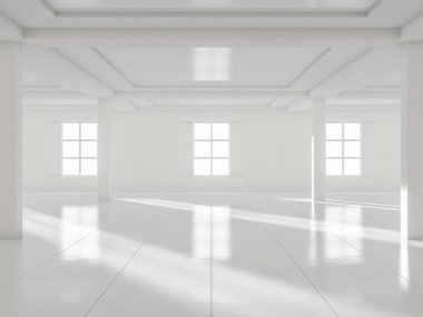 Modern mimari arka plan, beyaz açık alan boş 