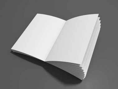Boş dergi mockup gri. 3D render