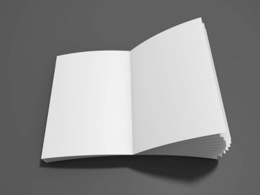 Boş dergi mockup gri. 3D render