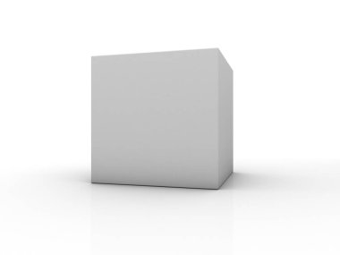 Boş kutu yansıması ile beyaz arka plan üzerinde. 3D render