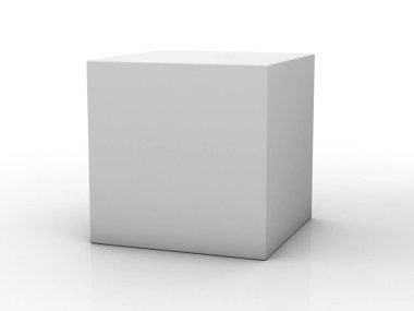 Boş kutu yansıması ile beyaz arka plan üzerinde. 3D render