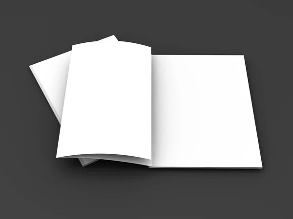 Tomma tidningen mockup på grå. 3D-rendering — Stockfoto