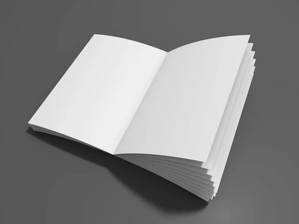 Una maqueta de la revista en blanco sobre gris. Renderizado 3D —  Fotos de Stock