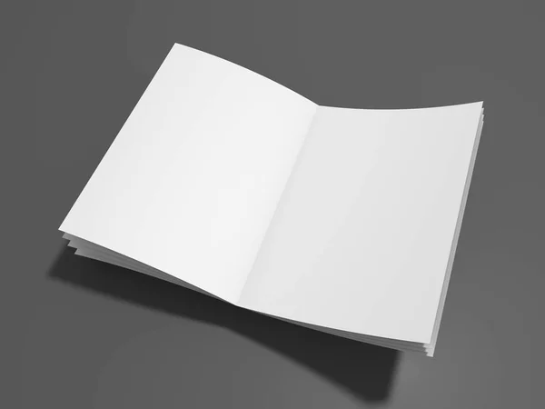 Leere Magazin-Attrappe auf grau. 3D-Darstellung — Stockfoto