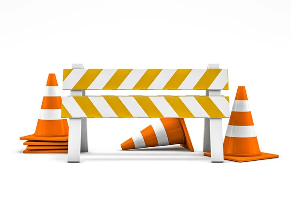 Road repair, under construction road sign. 3D rendering — Stock Photo, Image