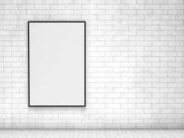 Mockup poster çerçeve resim, basit sahne. 3D render