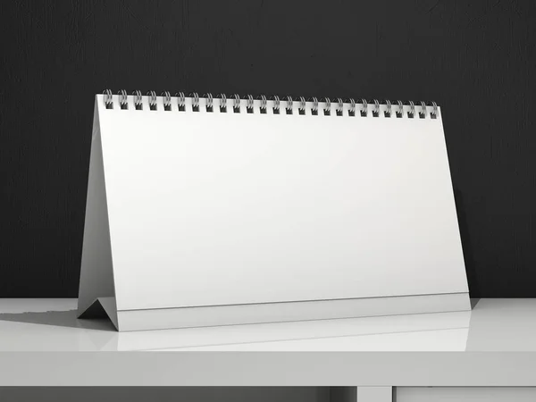 Calendário espiral mesa de papel em branco. Renderização 3D — Fotografia de Stock