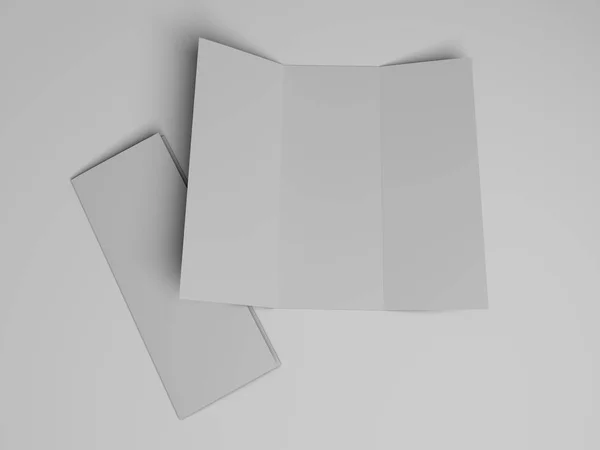 空白的三栏式小册子设计模板。3d 渲染 — 图库照片