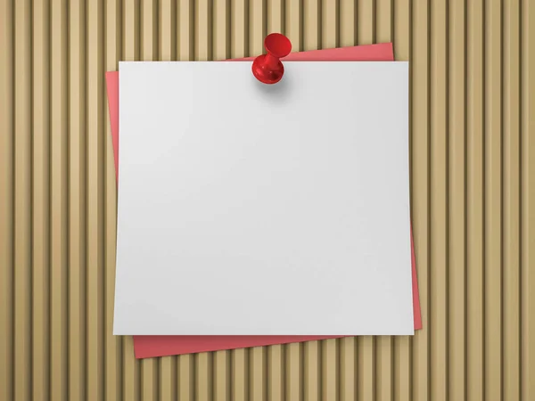 Push pin on white note. 3D rendering — Stock Photo, Image