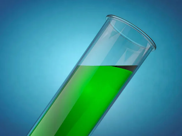 Frascos de química con líquido sobre fondo de color. Renderizado 3D —  Fotos de Stock