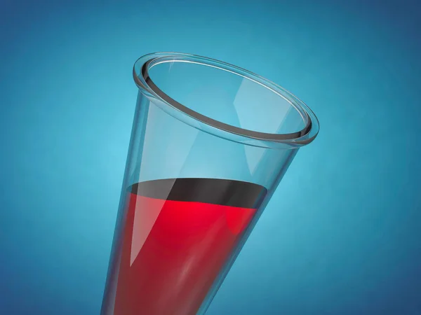 Flacons de chimie avec liquide sur fond de couleur. rendu 3D — Photo