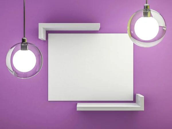 Bílé prázdné plakát s mock-up rámu na stěnu. 3D vykreslování — Stock fotografie
