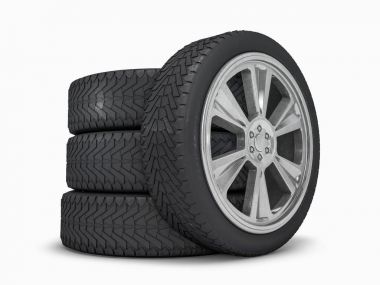 Kış lastikleri sert koruyucusu ile ayarlayın. 3D render