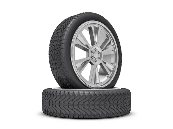 Winter set tires with hard protector. 3D rendering — Stock Photo, Image