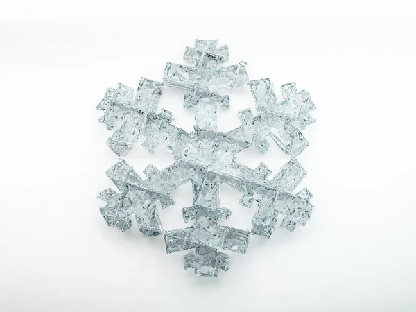 Крижана сніжинка на білому тлі. 3D візуалізація — стокове фото