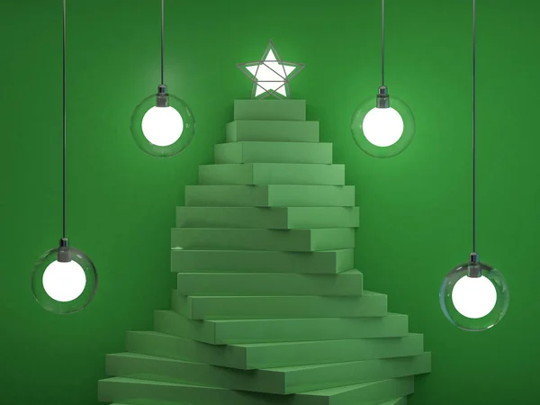 Shaped christmas tree. 3D rendering — Stock Photo, Image