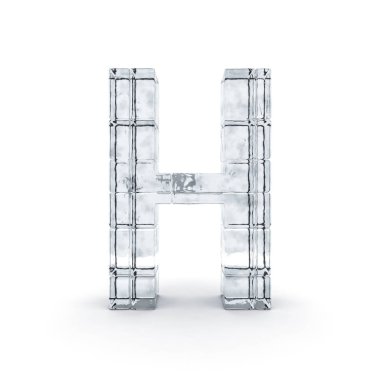 Buzdan yapılmış alfabe. 3D render