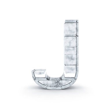 Buzdan yapılmış alfabe. 3D render