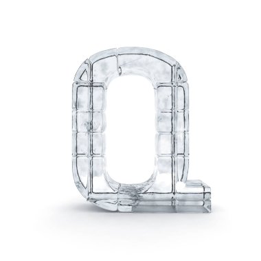 Buzdan yapılmış alfabe. 3D render