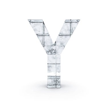 Buzdan yapılmış alfabe. 3D render