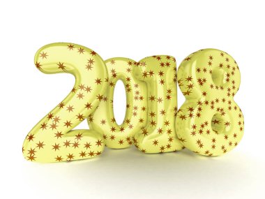 Beyaz arka plan üzerinde izole oyuncak balonlar. Mutlu yeni yıl 2018. 