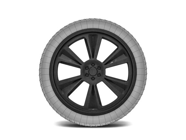 Wheels with blackened rim. Sketch. 3D rendering