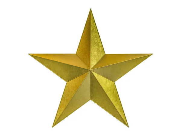 Золотая рождественская звезда изолирована на белом фоне. 3D рендеринг — стоковое фото