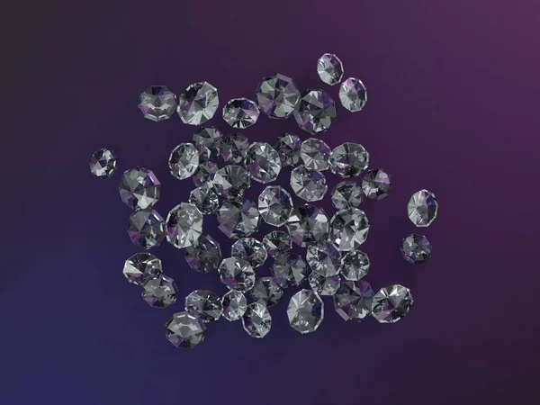 Бриллиантовый камень на темном многоцветном фоне. 3D рендеринг — стоковое фото