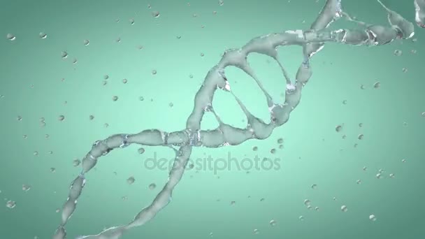 Modello di DNA animato da gocce d'acqua. Rendering 3D — Video Stock