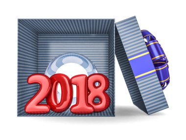 Hediye kutusu mor şerit yay ile ve şişme figu ile mevcut