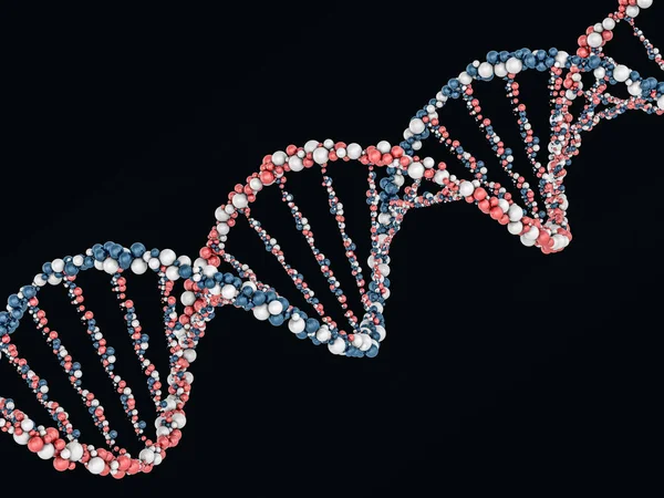 Ilustración digital de un modelo de ADN sobre los antecedentes científicos. 3D re — Foto de Stock