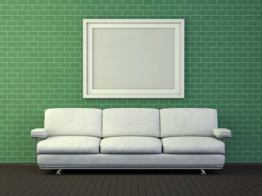 Beyaz poster çerçeve mockup ile. 3D render