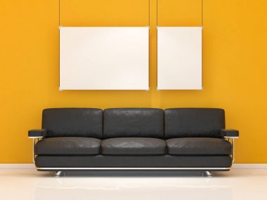 Beyaz poster çerçeve mockup ile. 3D render