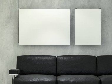 Beyaz poster çerçeve mockup ile. 3D render
