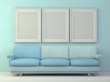 İç poster mockup oturma odası. 3D render