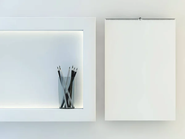 Šablona kalendáře prázdný design s otevřeným krytem s měkké stíny — Stock fotografie