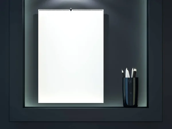 Modello di calendario di design vuoto con copertina aperta con ombre morbide — Foto Stock