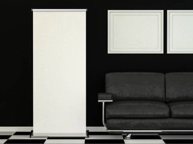 Afiş ekran boş topla. Şablon mockup. 3D render