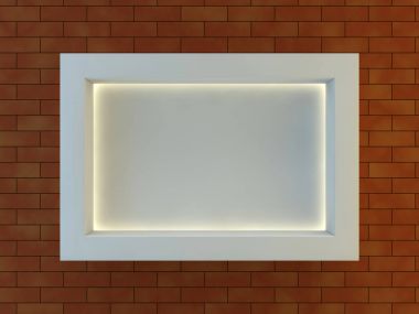 Çerçeve ışık lambaları duvar üzerinde. 3D render