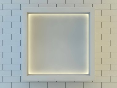 Çerçeve ışık lambaları duvar üzerinde. 3D render